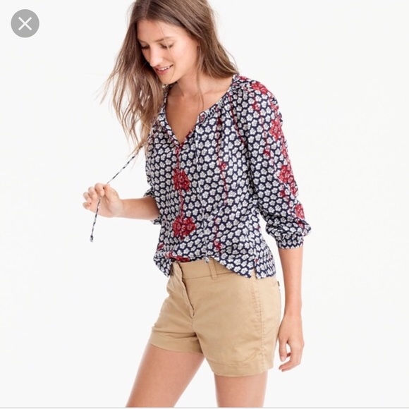 J. Crew Tops - J. Crew Tie-Neck Embroidered top